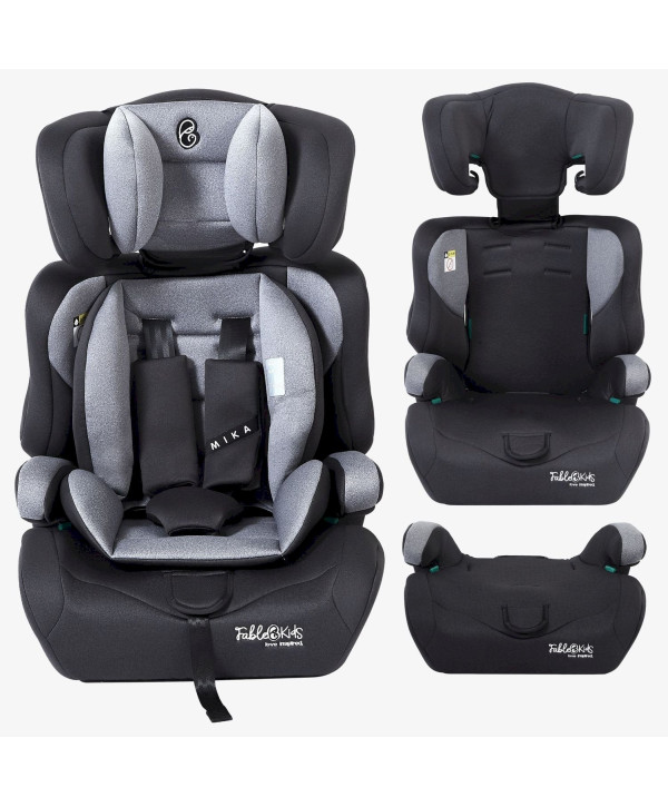 Siège Auto MIKA pour Enfant avec ceinture à 3 points, Groupe 1+2+3 pour 9-36kg gris