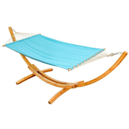 Amanka Hamac XXL avec Support en Bois Naturel Chaise Longue Suspendue pour Jardin