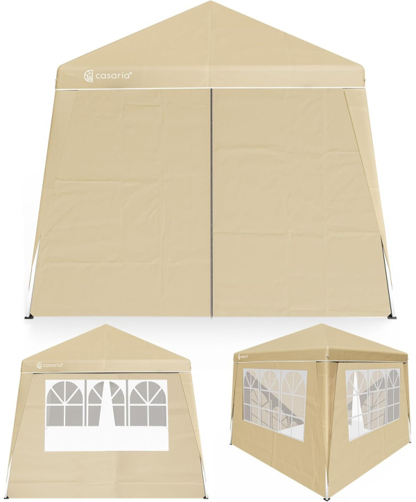 Tonnelle de jardin pliable 3x3m + 4 parois beige