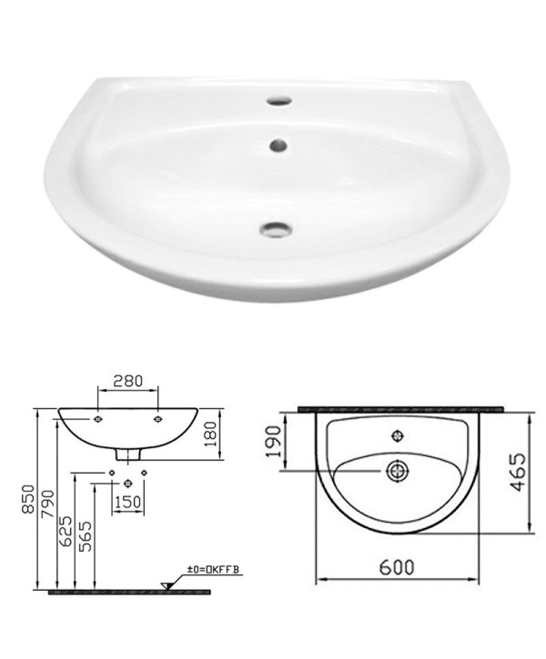 Vitra Waschtisch 465x600mm weiß Handwaschbecken Waschbecken wandhängend