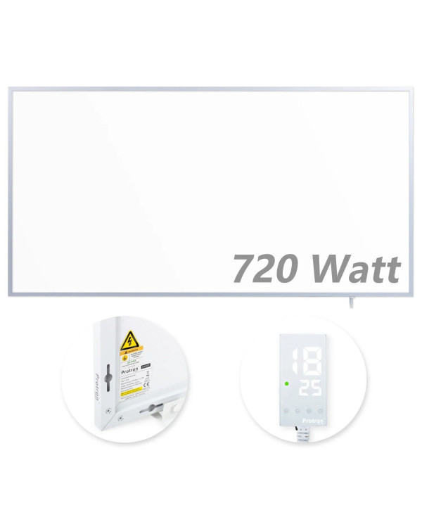 Protron Infrarotheizung Panel 100x52cm 720W Heizkörper Elektroheizung IR Wandheizung mit Smart-Thermostat