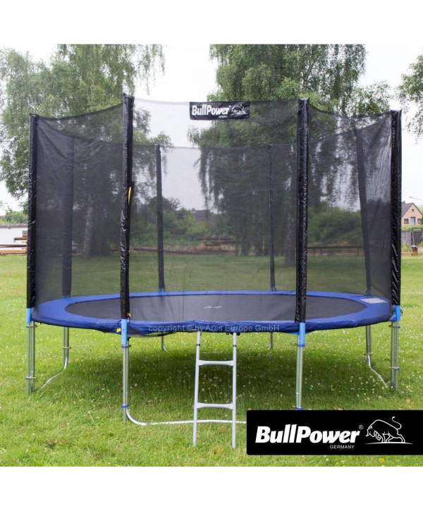 BullPower Outdoor Trampolin Gartentrampolin + Netz und Zubehör - 366cm