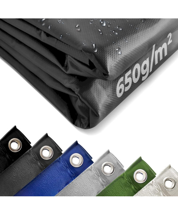 Jago Bâche de Protection (650g/m²) 3x5m Anthracite Imperméable, Résistante, Polyester Revêtu de PVC