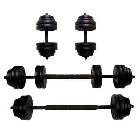 CCLIFE DHSTA001SV Schwarz 30kg Hantelset Langhantel Kurzhantel Hantel 2er Set Krafttraining 30 40KG