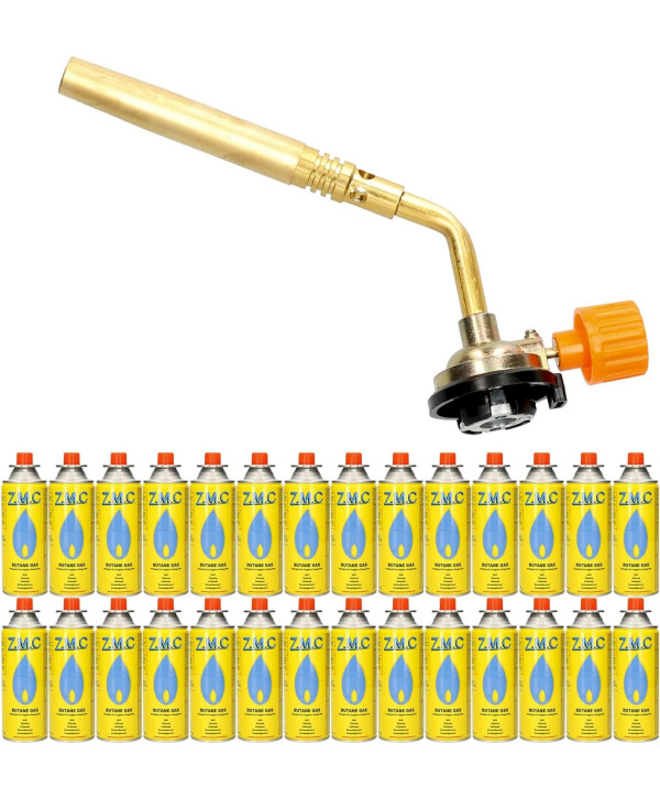 Gasbrenner 1,65 kW + 28x Gaskartuschen 227g Bunsenbrenner Lötlampe Lötbrenner Gasanzünder