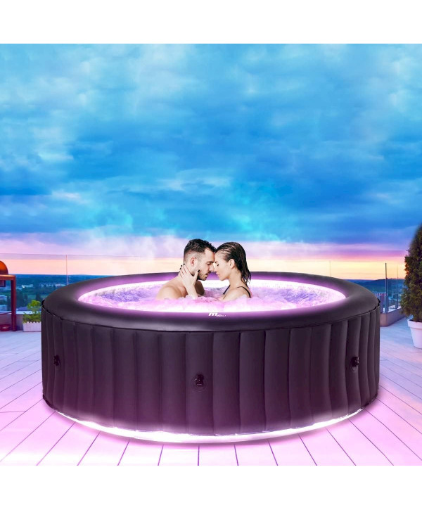 MSpa URBAN AURORA Spa ⌀204cm pour 6 personnes avec LED, système autogonflant et désinfection à l'ozone