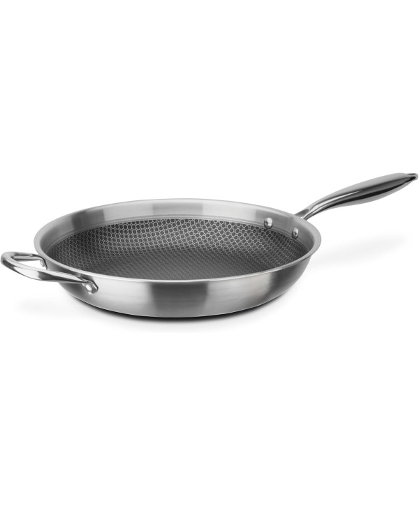 GSW Edelstahl Bratpfanne Induktion Tri-Ply Gastro Ø 32 cm Silber