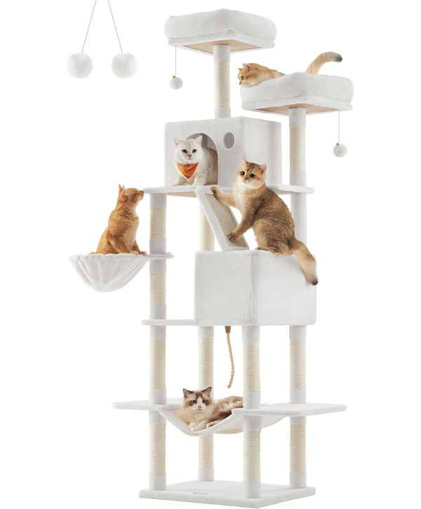 FEANDREA Arbre à Chat 206 cm Blanc Crème