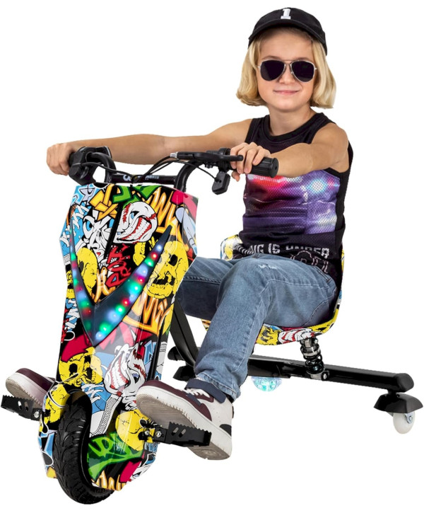 Actionbikes Elektro-Drift-Trike Driftscooter für Kinder Grafit Gelb