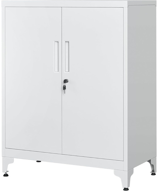 SONGMICS Aktenschrank mit 2 Türen Grau 40x80x90cm Büroschrank