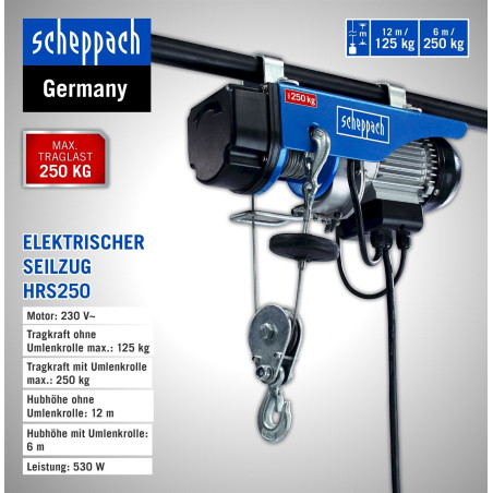 Scheppach Elek­tri­scher Seil­he­be­zug HRS 250