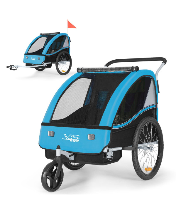 Tiggo VS 2 in 1 Kinderanhänger Blau Fahrradanhänger Anhänger mit Buggy Set Jogger