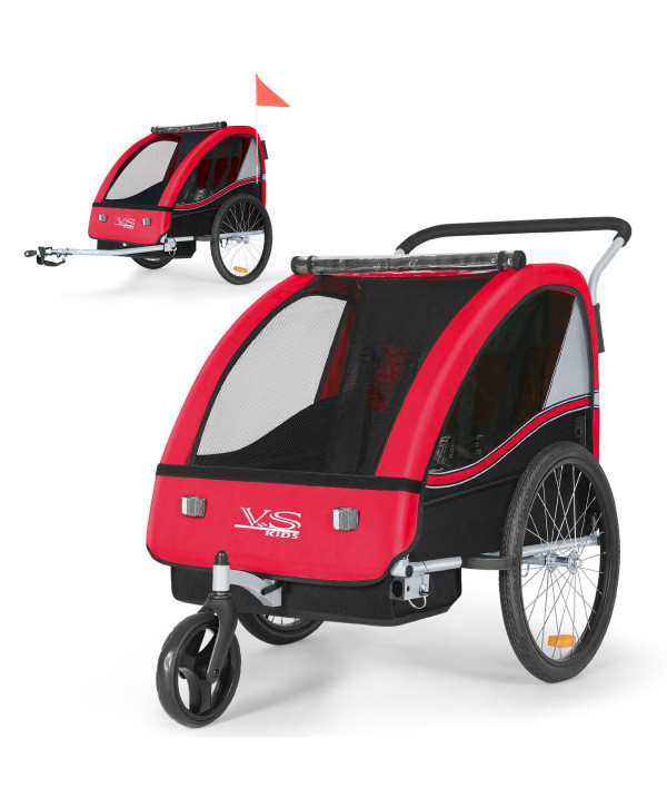 Tiggo VS 2 in 1 Kinderanhänger Rot Fahrradanhänger Anhänger mit Buggy Set Jogger