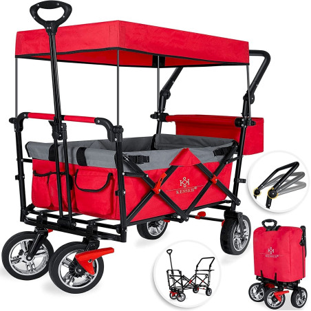 KESSER GT9000 chariot de transport pliable avec toit rouge/gris