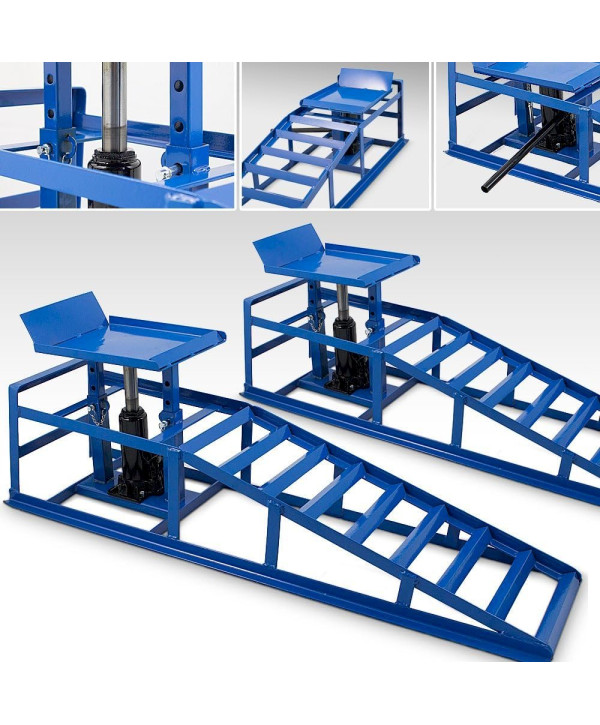 BITUXX 2 Auto PKW Auffahrrampen mit Wagenheber Wartungsrampe Hebebühne 2000kg