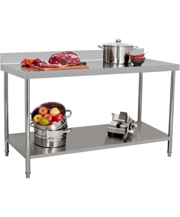 Beeketal BA180a table de gastronomie en acier inoxydable avec rebord 1800x600x955mm