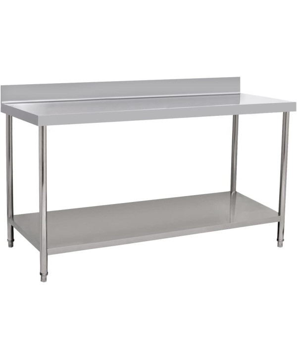 Beeketal BA200a table de gastronomie en acier inoxydable avec rebord 2000x600x955mm