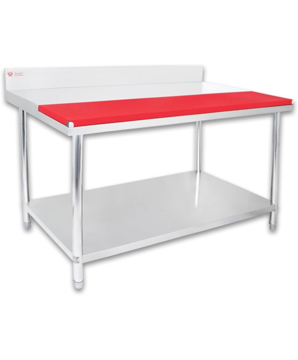 Beeketal BAZ150a table de découpe en acier inoxydable avec rebord 1500x800x955mm