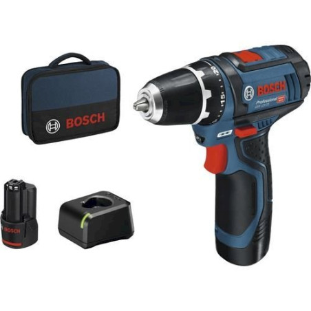 Bosch Pro­fes­sio­nal Per­ceuse-vis­seuse sans fil GSR 12V-15, avec 2 x 2.0 Ah batterie - 060186810F