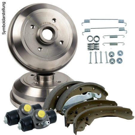 Lott 1000680 FIAT GRANDE PUNTO 199 BREMSE BREMSTROMMELN 228,3mm + BREMSBACKEN KIT HINTEN