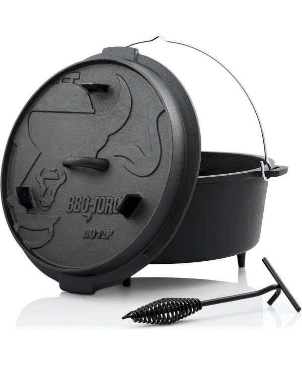 BBQ-Toro DO12P Dutch Oven 13,6L avec pieds - Premium marmite en fonte