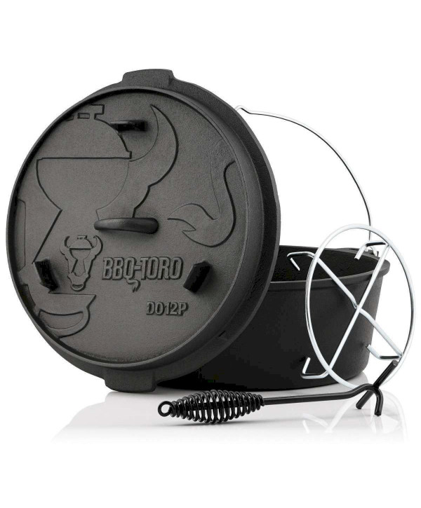 BBQ-Toro Dutch Oven DO12PX, 13,6 L Premium Gusseisen Kochtopf Gusstopf