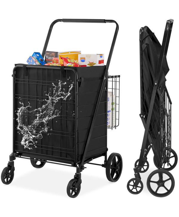 VEVOR Chariot de Courses Pliable Charge 150,5 kg Noir