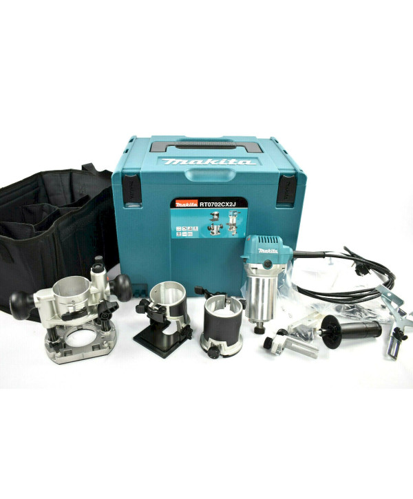 Makita RT0702CX2J Affleureuse-défonceuse 710W avec modules de fraisage