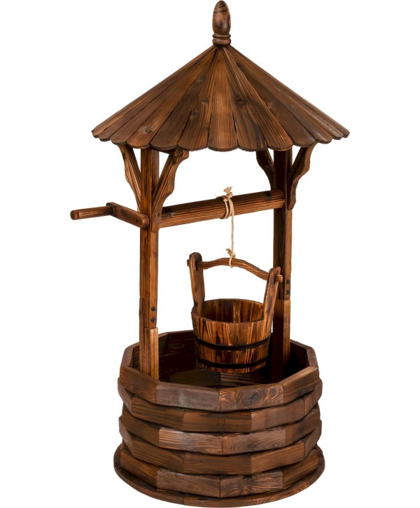 STILISTA Fontaine en bois avec toit 120 x ø 65 cm