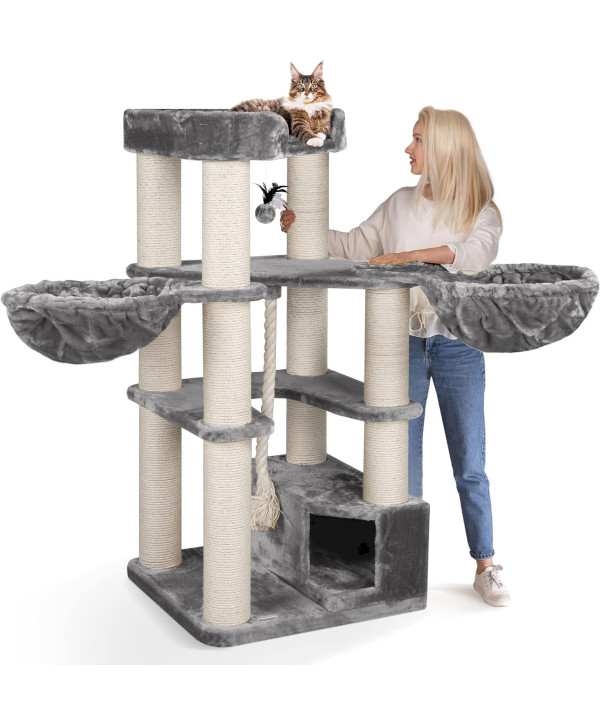 HAPPYPET Oscar Premium arbre à chat 161cm pour les chats de grande taille gris