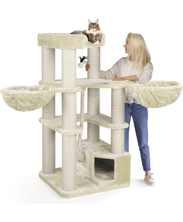 HAPPYPET Oscar Premium arbre à chat 161cm pour les chats de grande taille crème