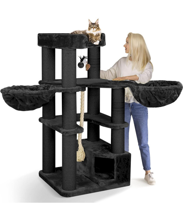 HAPPYPET Oscar Premium arbre à chat 161cm pour les chats de grande taille anthracite