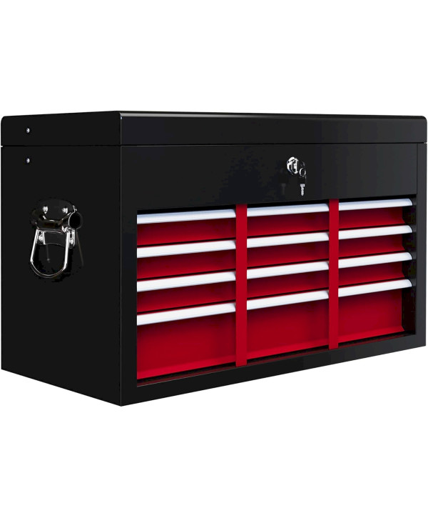 HOMCOM Caisse à outils 60x26x34cm rouge+noir