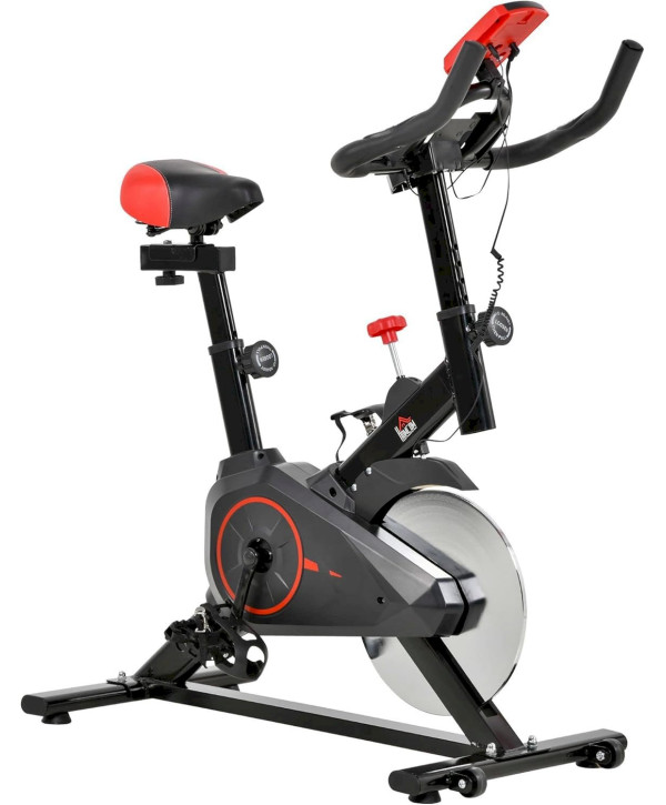 HOMCOM Indoor Cycling Bike Trainer Home Gym Fahrradtrainer Fitnessfahrrad Schwarz+Rot