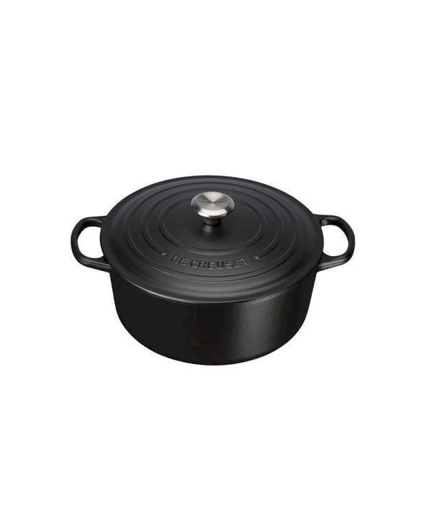 Le Creuset Gusseisen Bräter Signature rund 24 cm, schwarz