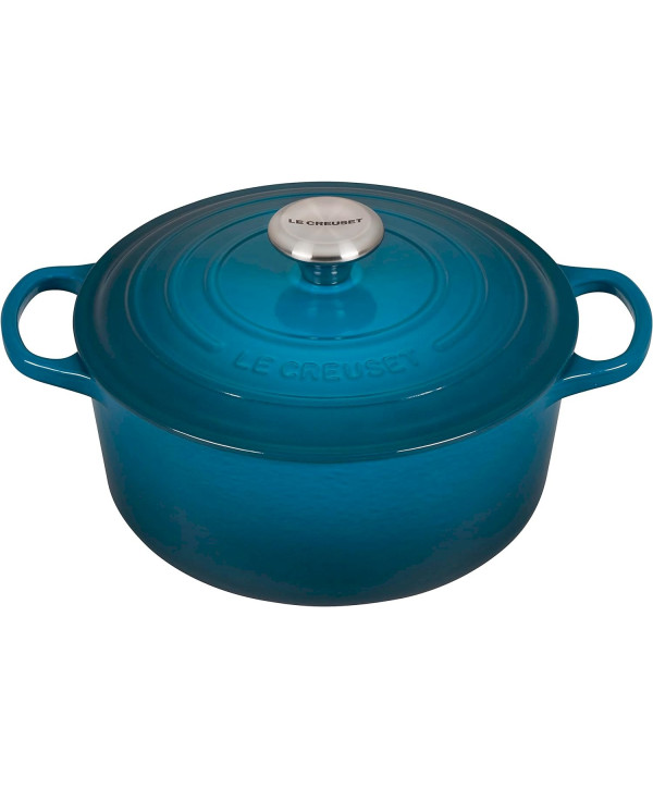 Le Creuset Runder Bräter aus Gusseisen Ø24cm deep teal