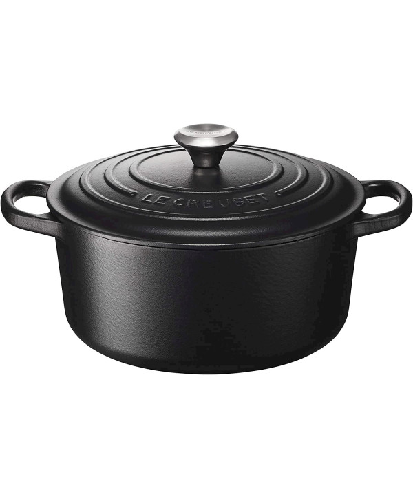 Le Creuset Gusseisen Bräter Signature rund 22 cm, schwarz