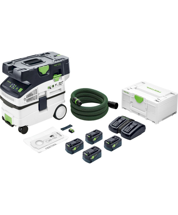 Festool CLEANTEC CTLC MIDI I-Plus aspirateur sans fil (avec 4x batteries 5Ah et chargeur double)