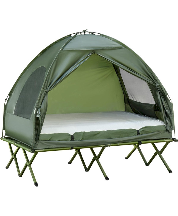 Outsunny Tente de camping surélevée pour 2 personnes Vert