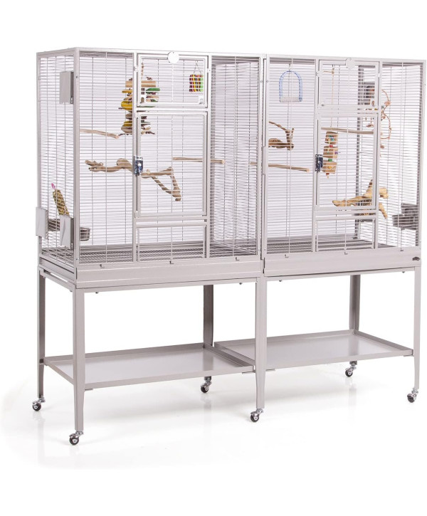 Montana New Madeira Double Cage à oiseaux platinium