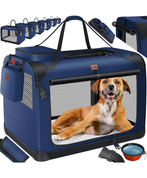 Lovpet caisse de transport pliable pour chien 102x69x69cm bleu