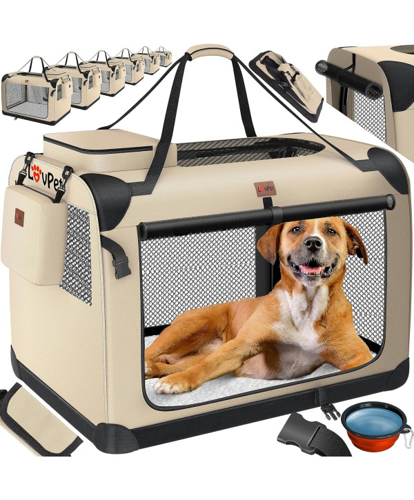 Lovpet Hundetransportbox faltbar 81,3x58,4x58,4cm beige