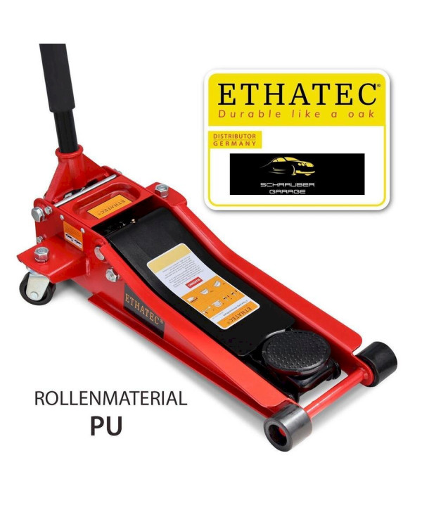 Ethatec Rangierwagenheber 3t flach Low 75-500 mm PU-Rollen Wagenheber inkl. Gummipad