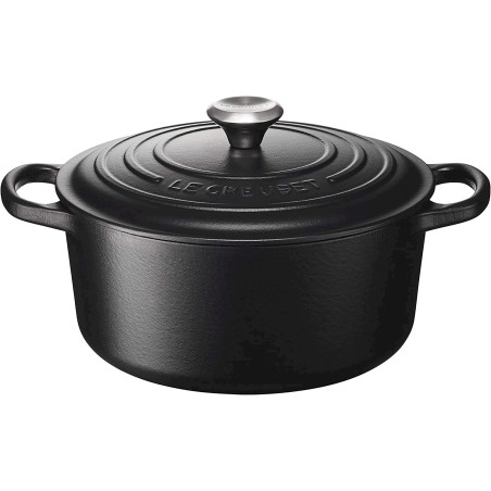 Le Creuset 21177220000430 Signature Cocotte Rond Fonte Noir Mat 22 cm