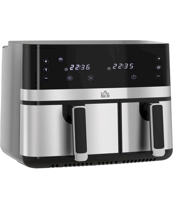 HOMCOM Heißluftfritteuse 8,5L Fritteuse mit Doppelkammer Airfryer