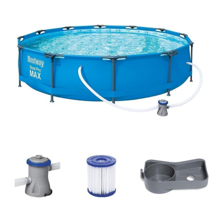 Bestway - Steel Pro MAX Framepool Set, rund, mit Fil­ter­pum­pe 366 x 76 cm - Pool