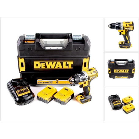 DeWalt DCD 791 P2 18 V Akku Bohr­schrau­ber Brushless in TSTAK-Box mit 2 x DCB 184 5,0 Ah Akku + DCB 105 Ladegerät