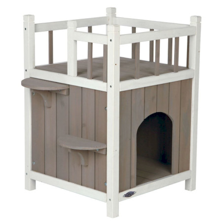 Trixie Pet Products Wooden Pet Home with Balcony, Gray/White