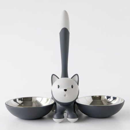 Alessi Tigrito Coupelle chat en inox et résine thermoplastique Gris