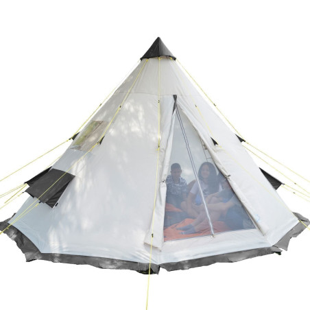 SKANDIKA Tipii grande tente tipi pour 6 personnes avec une hauteur de plafond de 250 cm - beige/gris